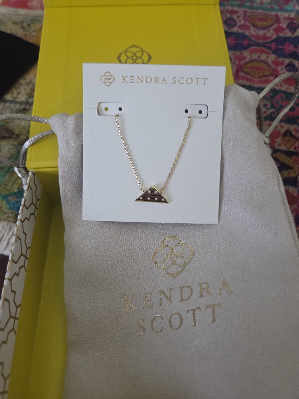 Kendra Scott Folds Of Honor Gold Triangle Pendant Necklace NIB